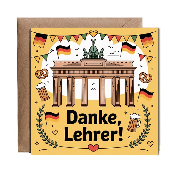 Hippowarehouse Thank You Card for German Teacher Danke Lehrer with