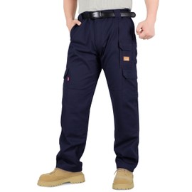 Titicaca Men's FR Cargo Pants Flame Resistant Pants Lightweight 7.5oz 100% Cotton Navy Fire Retardant Elastic Waist Pants