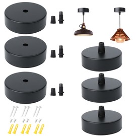 TOPBELIEF Ceiling Canopy, 80 x 25 mm Canopy Lamp, Black Metal, Distribution Canopy Surface-Mounted Box, Black Lamp Canopy with Strain Relief, Clamping Nipple, Canopy Cover for Lamps Suitable for Lamps