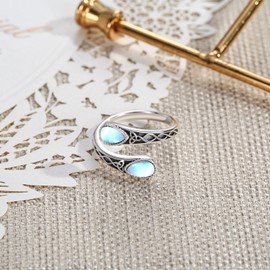 925 Sterling Silver Rings for Women, Moss Agate, Turquoise, Moonstone, Amber, Malachite Rings, Gift for Christmas, Mother's Day, Valentine's Day, Sterling Silver, Moonstone