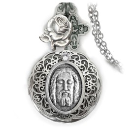 Holy Face of Jesus Locket Necklace, Christian Inspired Devotion Jewelry Gift