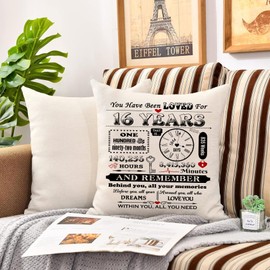 Hardeson Inspirational Gift for 16 Years Old Teen Girls Boys Cushion Covers 16th Birthday Party Decorations Gifts for Son Daughter Grandson Granddaughter Sister Sixteen Birthday Presents (16th)