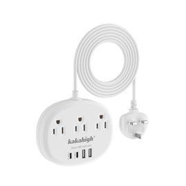 UK Adapters for Travel(13A), US to UK Plug Adapter with 3 Outlets 4 USB Ports (2 USB-C) Total Output 24W, Type G Travel Adapter for USA to British Ireland Scotland Hong Kong