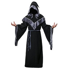 Nofonda Wizard Costume, Dark Wizard Robe, Warlock Cape, Cosplay Costume (L)