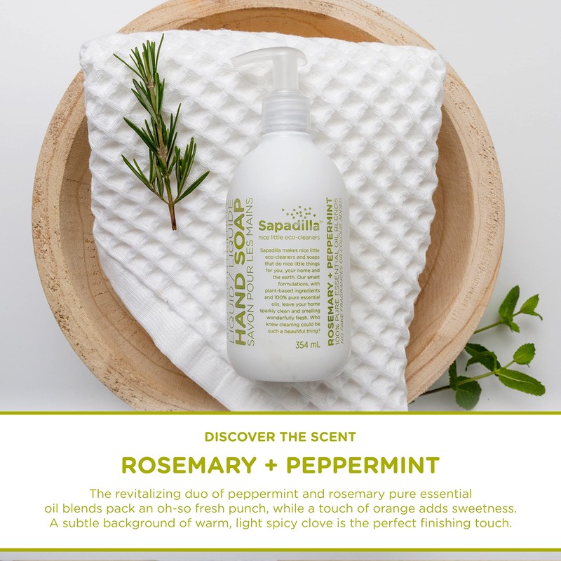 Sapadilla Liquid Hand Soap - Rosemary + Peppermint - Made