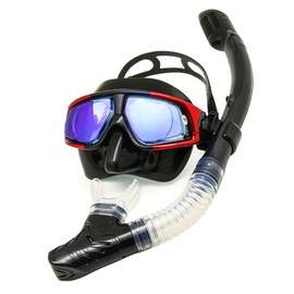 Farsighted Hyperopia +2.0 to +6.0 Scuba Diving Mask with Snorkel Options Anti-Fog, UV Protection (Red Dive Mask & Snorkel, +3.0 Plus)