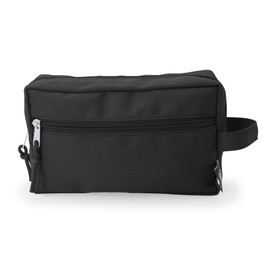 Recycled Polyester Travel Toiletry Bag with Two Compartments, black, Colourful toiletry bag