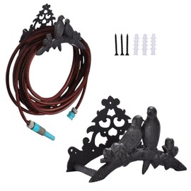 Noa Store Garden Hose Holder - Decorative Wrought Iron Wall-Mounted Hose Organizer - Heavy-Duty Wall Mount Water Hose Holder - Hook Rack for Water Hose - Outdoor Hose Holder - H8xL10xW5.7 inches