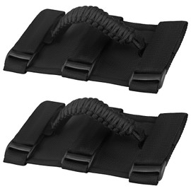 gliship 2 Pack Roll Bar Grab Handles Grip Handle for JK TJ JL CJ YJ JKU JLU, Jeep Wrangler Accessories Handles Bars Fits Buggies UTV Polaris RZR Ranger General and Gladiator JT, Jeep Gifts(Black)