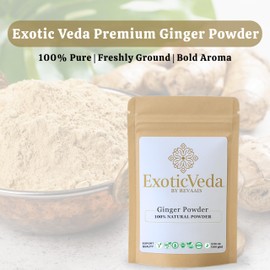 Exotic Veda Ginger Powder (Adarak) 100g – Pure & Natural Ground Ginger Root – Vegan, Gluten-Free, Non-GMO – Warm and Aromatic Spice for Cooking, Baking, Smoothies, Herbal Teas, Beverages, and Daily Recipes