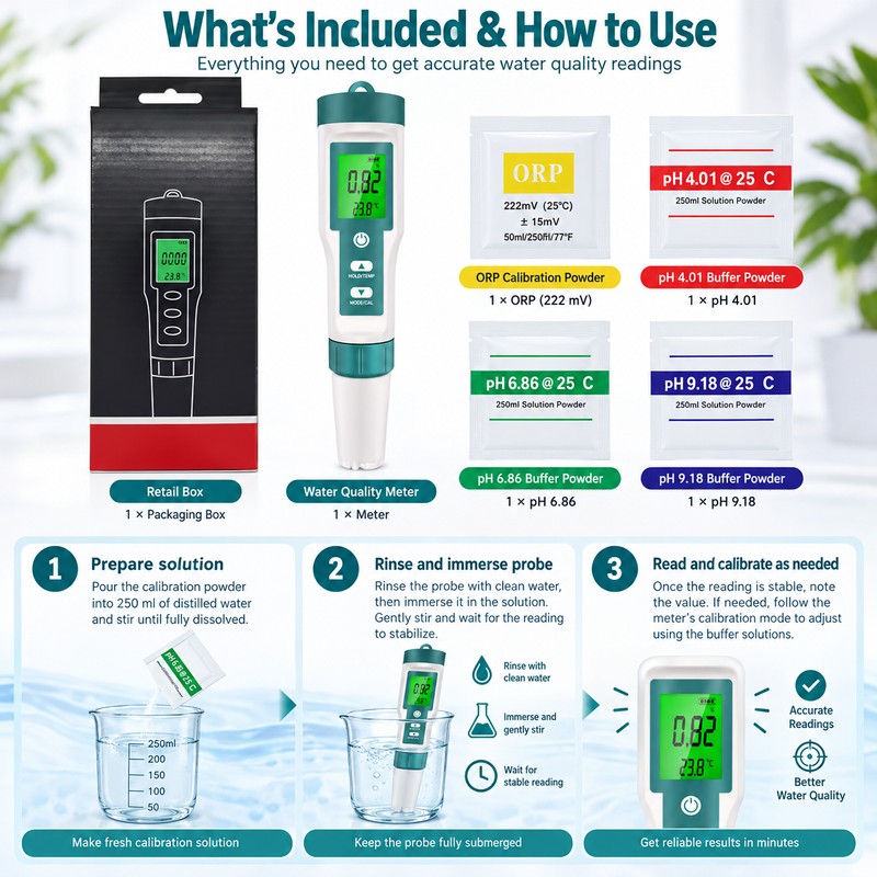10-in-1 Water Quality Tester for Aquariums & Pools – Digital