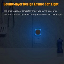 YUNLEX 6 Pack Azure Night Light, Crisp Modern Glow with Dimmable Soft Light & Indirect Reflection, Auto Dusk to Dawn Sensor, Plug in LED Nightlight for Bathroom,Toilet, Kitchen Counter, Modern Decor