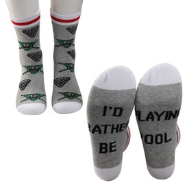 PXTIDY 2 Pairs Novelty Billiards Socks Pool Player Gifts I'd Rather Be Playing Pool Themed Socks Billiards Gift Cue Sports Gift (PLAYING POOL)