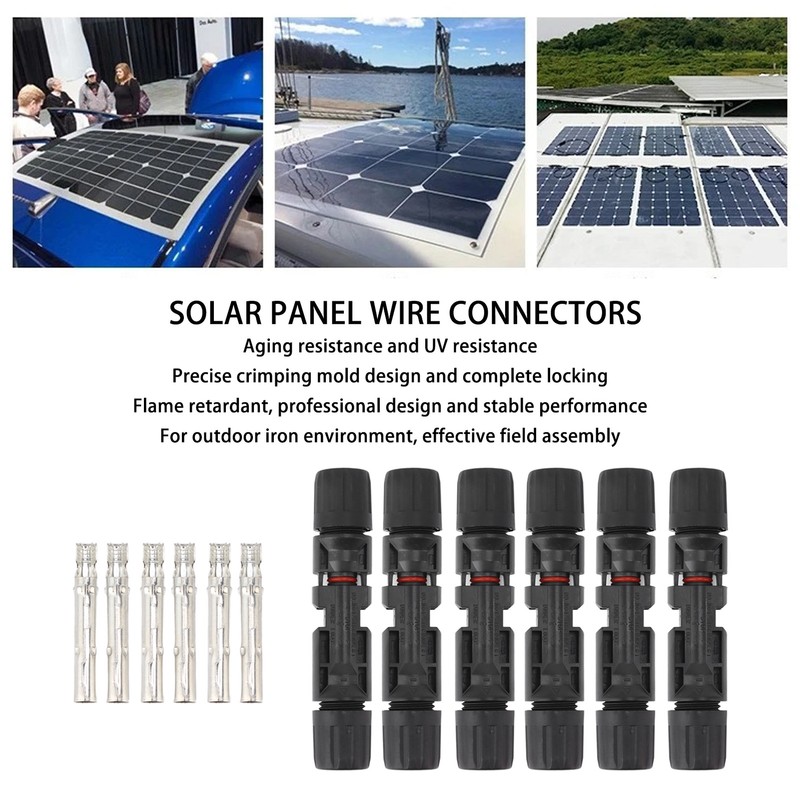10 Sets Solar Panel Cable Connectors Waterproof Dustproof UV Resistant