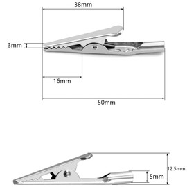 HSYTEK 60 Pieces Alligator Clips, 35mm Metal Alligator Clips for Secure Clamping, Alligator Clips for Laboratory and Electrical Testing, Alligator Clips for Crafts, Silver