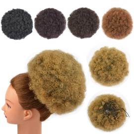Afro Puff Drawstring Ponytail Extension Short Synthetic Afro Kinky Curly Puff Ponytail for Natural Hair Clip On Kinky Drawstring Curly Ponytail Bun Hairpieces (X-Large,T1B/27#)