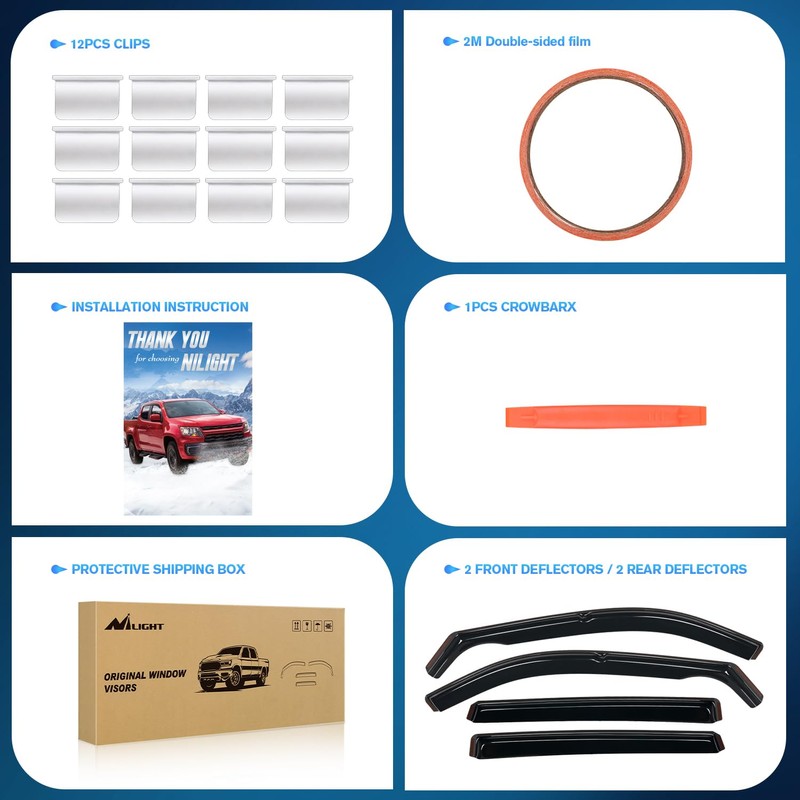 Nilight in Channel Rain Guards for Nissan Rogue 2021 2022