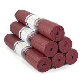 Sunshine Yoga Voyage Yoga Mat, 6 Pack, 72" x 24" Professional Studio and Gym Bulk Yoga Mats, 5mm Thick, Durable, Anti-Tear, Non Slip Fitness and Exercise Mats (Burgundy)