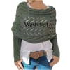 Knitted Cable Wrap Shawl with Sleeves, Multifunctional Scarf(Khaki)