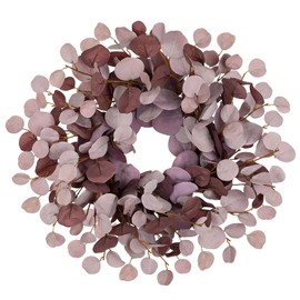 Artificial Eucalyptus Wreath Diameter 46 cm - Door Wreath with Grapevine Base, Decorative Wreath in Bordeaux - Artificial Wreath for Front Door, Wall Decoration, Window & Autumn Spring Decoration