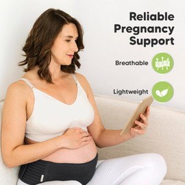 KeaBabies Maternity Belly Band for Pregnancy - Soft & Breathable Pregnancy Belly Support Belt - Pelvic Support Bands - Tummy Band Sling for Pants - Pregnancy Back Brace (Midnight Black, XL)