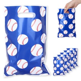 Qiuruoo 100pcs Baseball Snack Bags for Themed and Birthday Party,Multifunctional Baseball Goodie Bags for Team,Party Decorations printed on both sides（Blue）