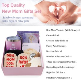 Eaureum New Mom Gifts Set, Pregnancy Gifts for New Parents Gender Reveal Ideas, New Born Baby Shower Gifts for Boys/Girls, New Mom Gifts After Birth Post Partum Essentials for Women