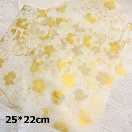 150pcs Gold and White Floral and Birds Patterned Wax Paper Sheets Sandwich Wrapping Paper, Greaseproof Wrap Parchment Air Fryer Disposable Paper Liner Food Basket Liners for Outdoor Picnic