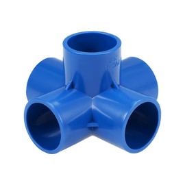 sourcing map 5-Way Elbow PVC Pipe Fitting Furniture Grade 32mm Size Tee Corner Fittings Blue 5Pcs