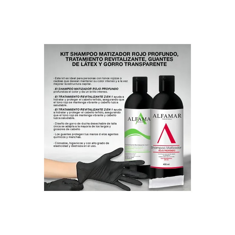 Shampoo Matizador Rojo + Tratamiento Con Keratina Alfamar