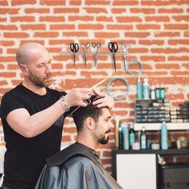 Briwooody 12 Slot Acrylic Wall Mounted Shear Holder Clear Scissors Holder Rack 15.75" Wide 0.12" Thick Shear Organizer with Hanging Screws for Dog Grooming Salon Hairdresser Barber storage (2)