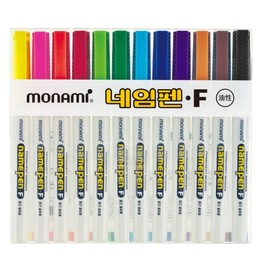 (Qubridge) Monami Name Pen F Medium Writing 1.0mm 12-Color Set / (Qubridge)모나미 네임펜F 중간글씨용 1.0mm 12색 세트
