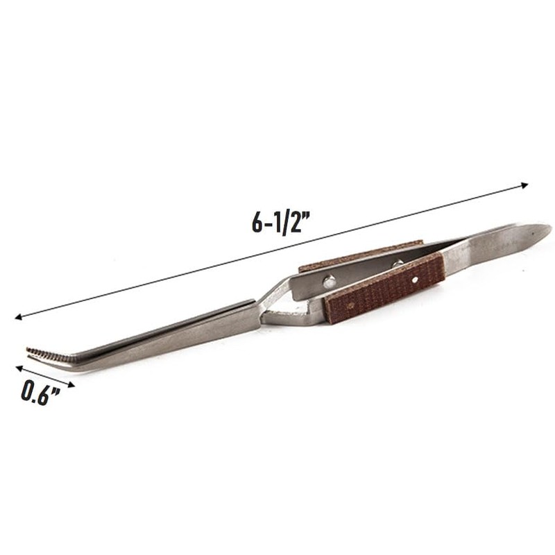 Tweezers Soldering Self Closing Fiber Grip Cross Locking 6-1/2" Bent