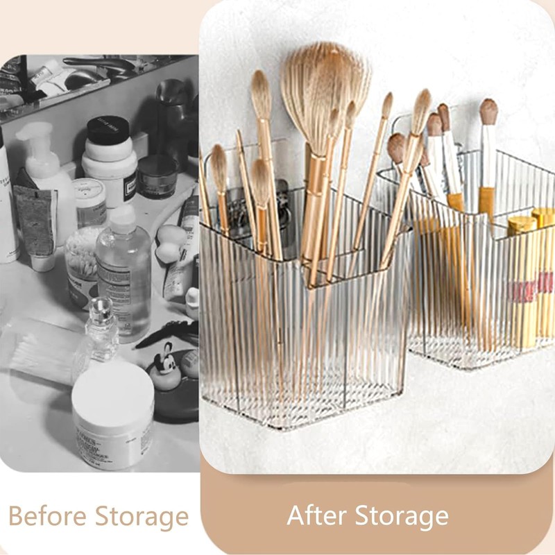 FloralGrace 2-Piece Acrylic Organiser, Clear Makeup Container, Stackable Organiser Baskets
