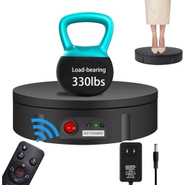 Motorized Rotating Display Stand,Remote Control +5 Colors Backgrounds (Black/11.8inch / 330Lbs Load/Wired)material: plastic, size: 11. 8x 11.8 x 2.3 inches, Color: Black