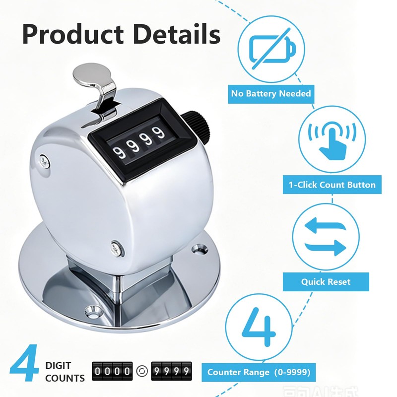 HilBeliFU 5Pcs Clicker Counter Set, 4 Digit Hand Counter Clicker