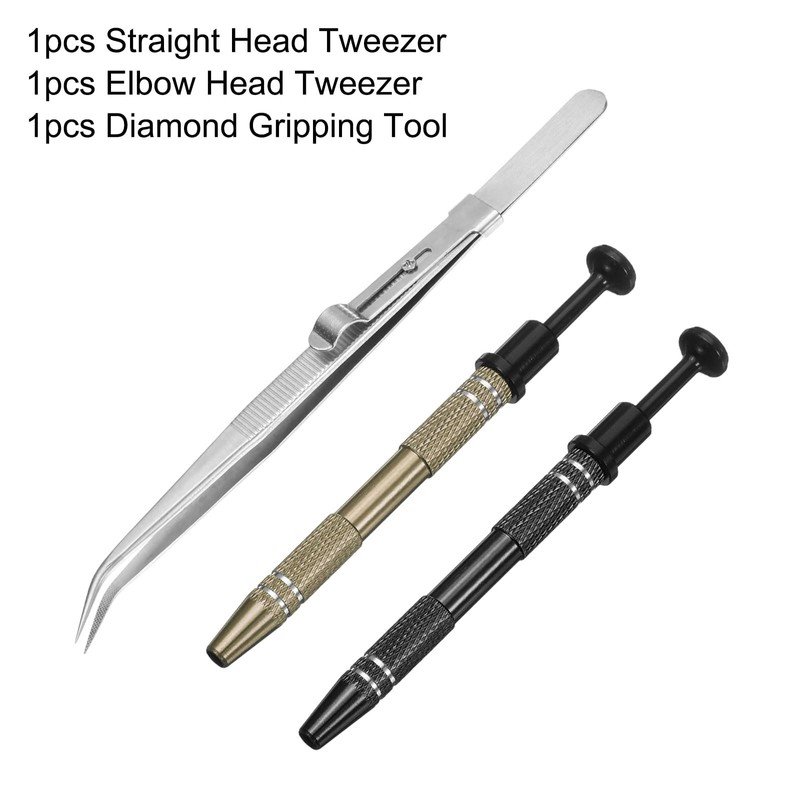 sourcing map 3pcs Diamond Tweezer Holder Pick Up Tool Set