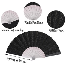 Zplumestarxx Foldable Fans Handheld Folding Hand Fan for Women Plastic Hand Fans for Wedding Party Favor Performance Dance Home Decorations Festival for Men Women Music Festival Club 1 pcs Black