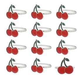 Cherry Napkin Rings Set of 12, Fashion Simple Fruit Series Cherrys Shape for Easter, Christmas, Thanksgiving Day, Holiday Party Table Accessories Decoration (Cherry), Rose Gold, Red (RING-0032)