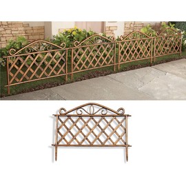 SkyMall Decorative 4 Piece Scroll Metal Look Garden Border Fence - Gold