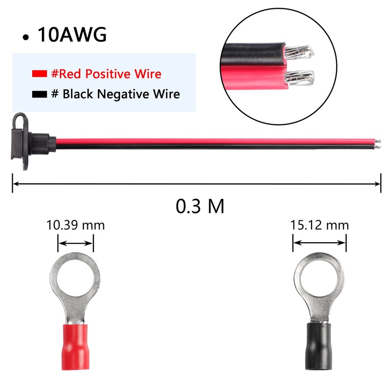 CERRXIAN 0.3m 10AWG SAE Mount Panel Solar Cable, SAE 2