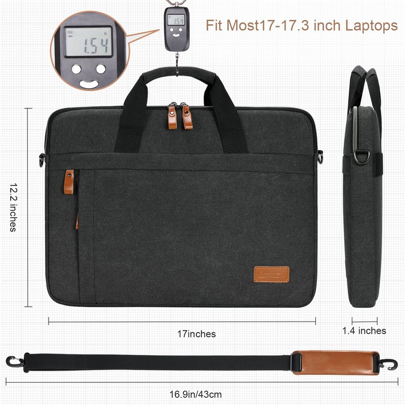 ESTARER Laptop Bag 15.6-17.3 Inch Water Resistant Canvas Computer Bag