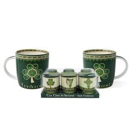 Royal Tara Set of 1 Irish Emblems 20g Tea Caddies Set of Tin Tea and 1 Ireland Tea Cup Set New Bone China