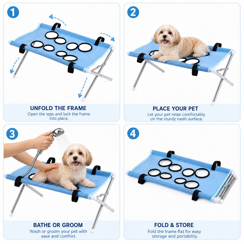 Foldable Pet Grooming Bath Table for Dogs & Cats –