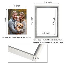 Epecfan Double Picture Frame 5x7 Vertical and Horizontal Hinged Picture Frames stand on Desktop Folding Photo Frame for Tabletop Display(Grey,5x7-7x5)