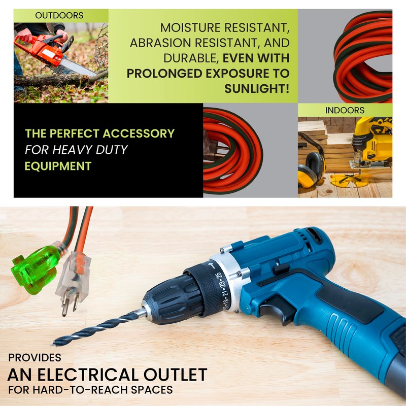 Go Green Power Inc. (GG-13715) 16/3 SJTW Outdoor Extension Cord,