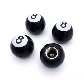 EZSUNSWAY Set of 4 Tire Wheel Valve Stem Caps Hot Rat Rod ATV Bike Car Truck- 8 ball pool