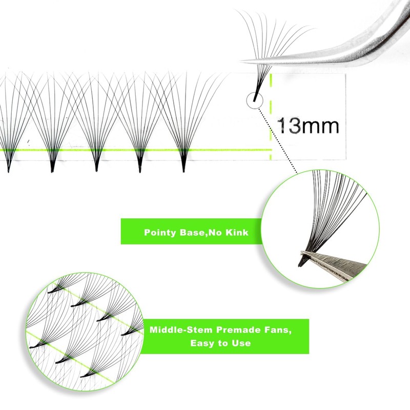 500 Pre made Fans Lash Extensions 10D 13mm Single Length