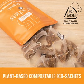 Two Leaves and a Bud Organic Turmeric Antioxidant - 15 Naked Tea Sachets, Naturally Caffeine Free, Whole Leaf Herbal Tea in Eco-Friendly Unwrapped Compostable Sachets, Resealable Bag, 15 Count (Pack of 1)