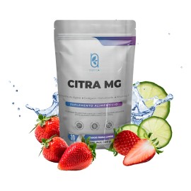 NAIMA Citra Mg 300 g, Sabor Fresa-Limn  Suplemento en Polvo 100  Puro y Natural a Base de Citrato de Magnesio, Inulina de Agave, Colgeno Hidrolizado  